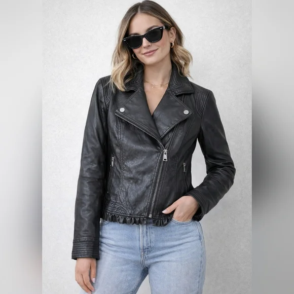 Candy Couture | Black Faux Leather Women's Jacket, Ptp 21" - Picture 1 of 10